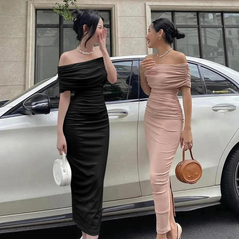 Elegante bruiloft gast jurk met subtiele details