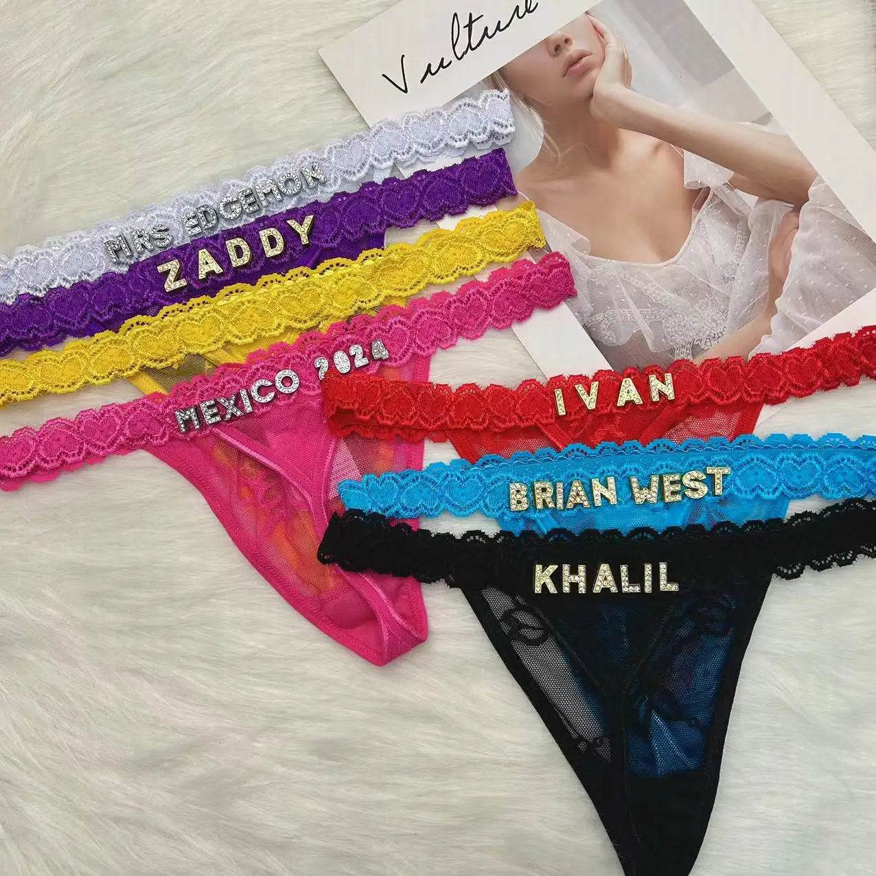 Gepersonaliseerde satijnen string – Luxe ondergoed op maat