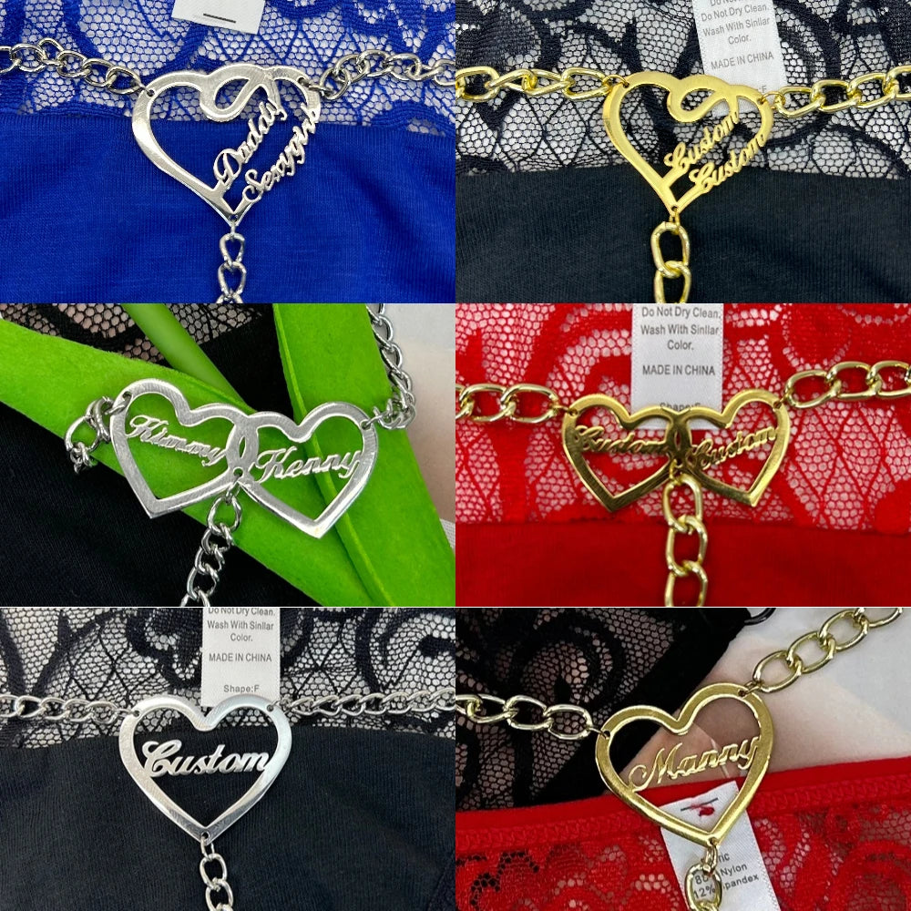 String in satijnen uitvoering met naam – Luxe en zacht