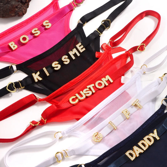 Lingerieset met naam – Gepersonaliseerde string en bijpassende bh