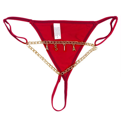 Zwarte string met naam – Tijdloos en elegant