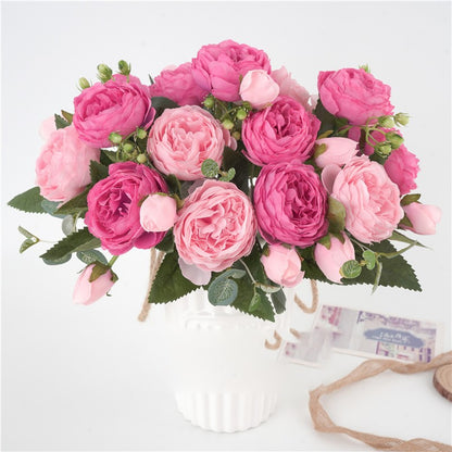 Zijde Bloemen - Boeketten Kunstbloem - Bloemen Zijden - Roze Mix