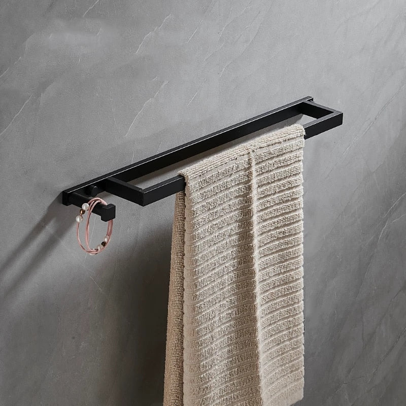 MOLOO Handdoekhouder Handdoekrek Zwart Handdoekstang Badkamer 40cm